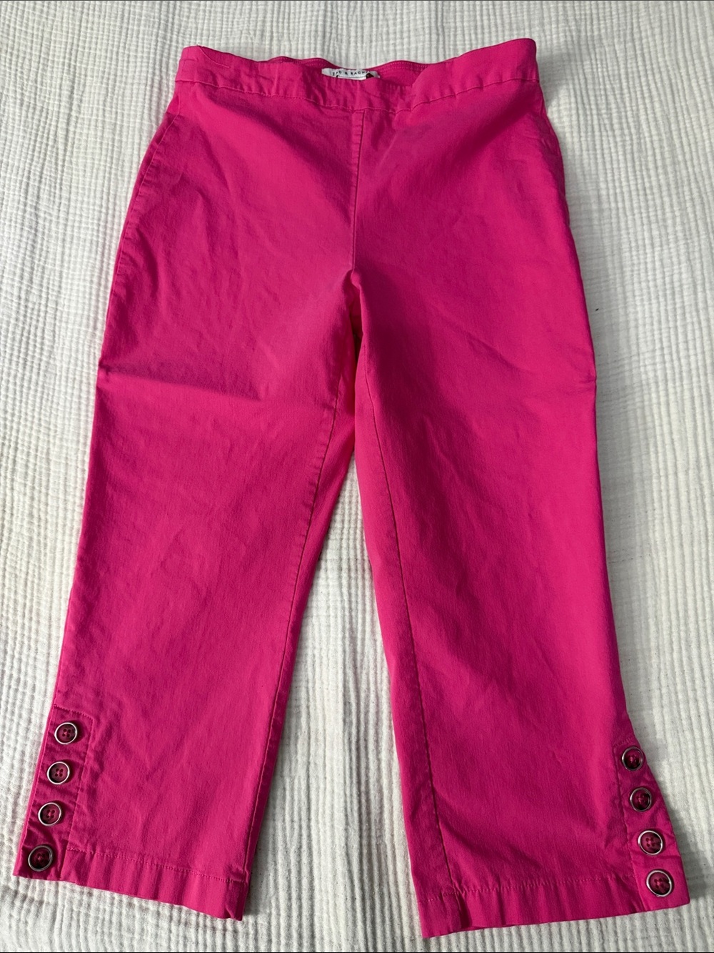 Zac & Rachel Hot Pink Capri Pants with Side Button Detail
